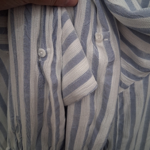 🔵Cato Striped Button-Down Shirt in Blue and White - Picture 6 of 7